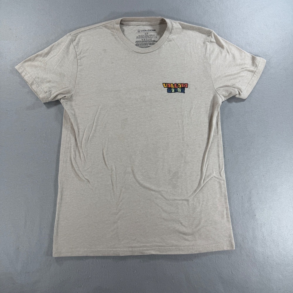 Volcom Stone Psychedelic Graphic T-Shirt‎ Men's Small Tan Tee